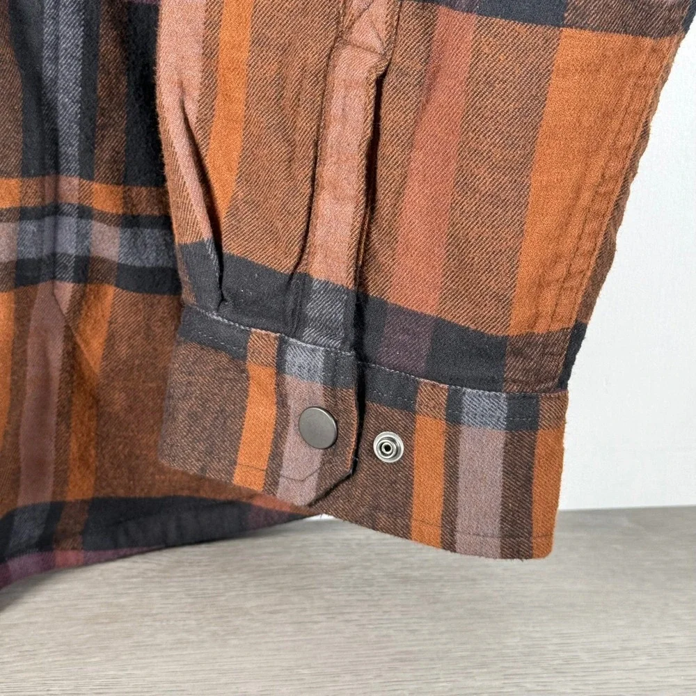 Carhartt Rugged Flex Flannel Fleece Lined Hooded Shirt Jac TJ5621-M Brwn XL Tall